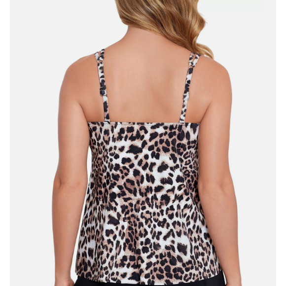 Swim Solutions Women's Hidden Spots Printed Pleat Front Tankini Top Size 8 12261 - Picture 2 of 2